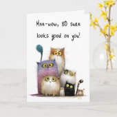 Quaint Cats with Big Eyes 80th Birthday Greeting カード (黄色い花)