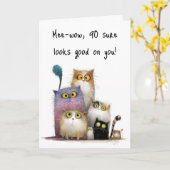 Quaint Cats with Big Eyes 90th Birthday Greeting カード (黄色い花)