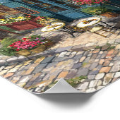 Quaint European Cobblestone Cafe Street Scene ポスター (角)