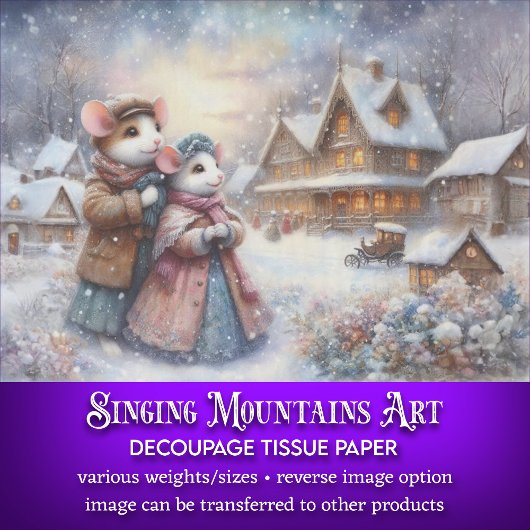 Quaint Village Decompageの可愛いマウスカップル 薄葉紙