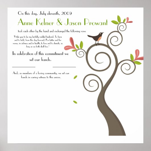 Quaker婚姻証明書 – 大 ポスター (正面)