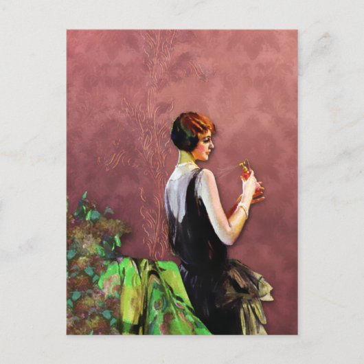 Qualidaの緑の20年代のファッションは上がり、 ポストカード (正面)