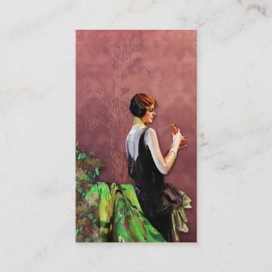 Qualidaの緑の20年代のファッションは上がり、 名刺 (正面)