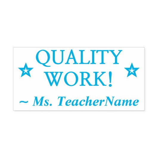 "QUALITY WORK!" +先生名ラバースタンプ セルフインキングスタンプ (デザイン)