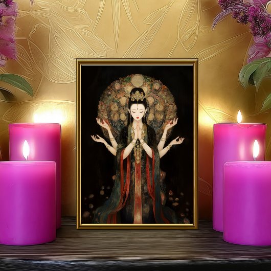 Quan Yin: Buddhist Goddess Dark Art Nouveau Poster フォトプリント