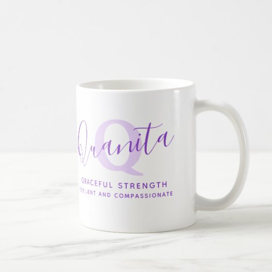 Quanitaの名前の意味のモノグラムZ紫 コーヒーマグカップ (右)