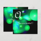 QUANTUM BUBBLE モノグラム 緑 黒 招待状 (正面/裏面)
