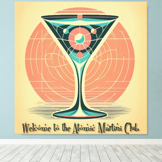 Quantum Entanglement Atomic Martini Club Cocktail キャンバスプリント (インサイチュ (ウッドフロア))