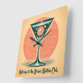 Quantum Entanglement Atomic Martini Club Cocktail スクエア壁時計 (傾斜)
