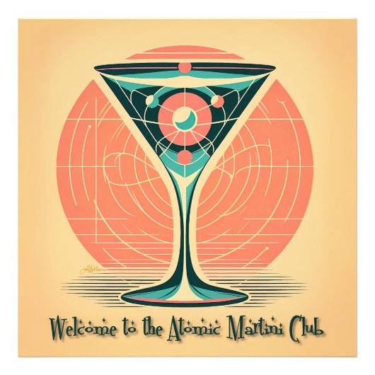 Quantum Entanglement Atomic Martini Club Cocktail フォトプリント (正面)