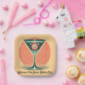 Quantum Entanglement Atomic Martini Club Cocktail ペーパープレート (パーティー)