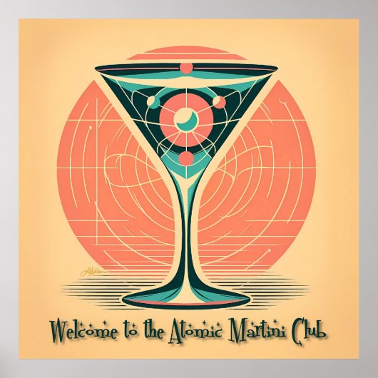 Quantum Entanglement Atomic Martini Club Cocktail ポスター (正面)