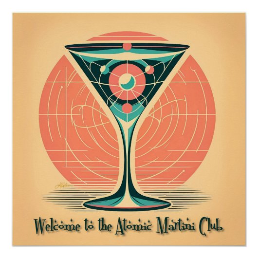 Quantum Entanglement Atomic Martini Club Cocktail ポスター (正面)