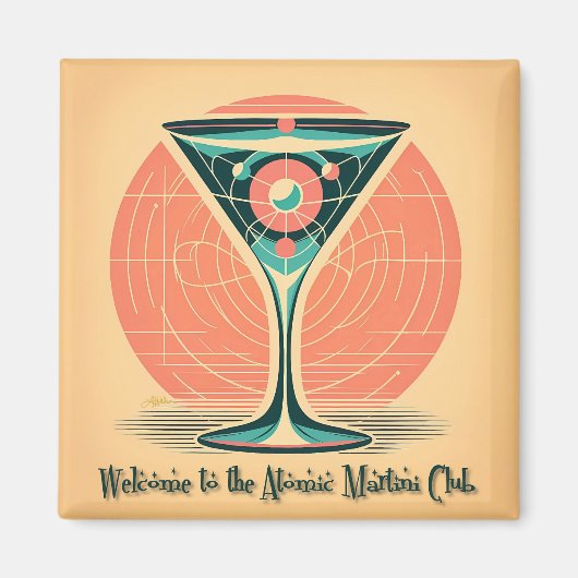 Quantum Entanglement Atomic Martini Club Cocktail マグネット (正面)