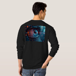 Quantum EyeメンズロングスリーブブラックTシャツバック Tシャツ