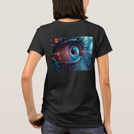 Quantum Eye女性ブラックTシャツバック Tシャツ (裏面)