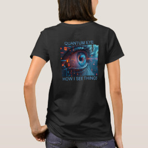 Quantum Eye ブラック Tシャツ 女性用 裏