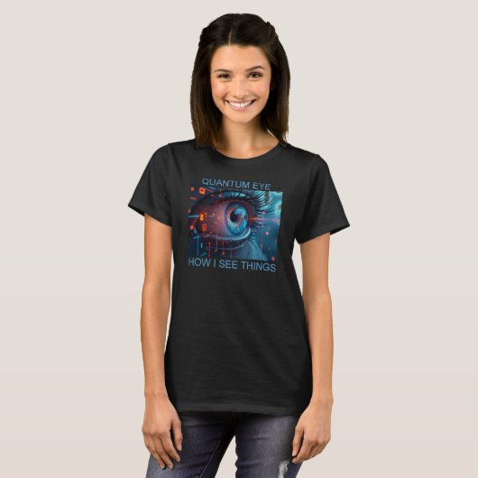 Quantum Eye things women black T-shirt Tシャツ (正面フル)