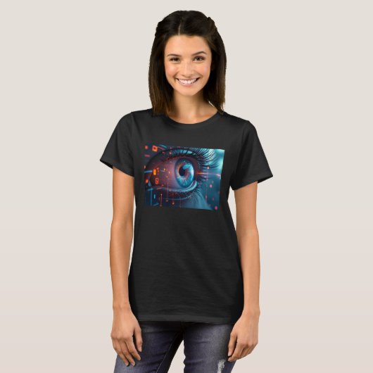 Quantum Eye womenブラックTシャツ Tシャツ (正面フル)
