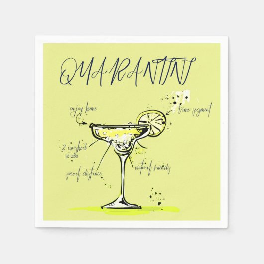 Quarantini Covid Social Isolationカクテルレシピ スタンダードカクテルナプキン (正面)