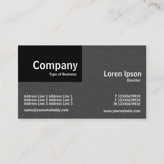 Quarter Patch – ダークグレーエンボステクスチャ 名刺 (正面)