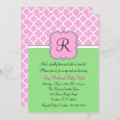 Quatrafoilのモノグラムの一口はベビーの招待状を見、 招待状 (正面/裏面)