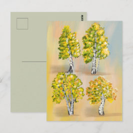 Quatre bouleaux en couleurs, botanique. ポストカード