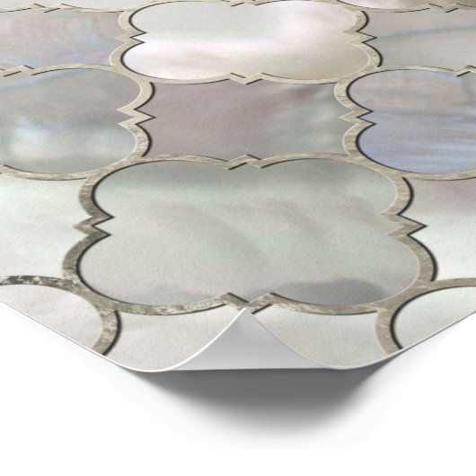 Quatrefoil Moroccan Pattern Mother of Pearl ポスター (角)