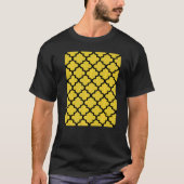 Quatrefoil Pattern In Black Outline On Mustard Yel Tシャツ (正面)