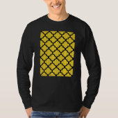 Quatrefoil Pattern In Black Outline On Mustard Yel Tシャツ (正面)