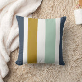 QuattroストライプインNavy Blue, Celadon, Ochre, White クッション (ブランケット)