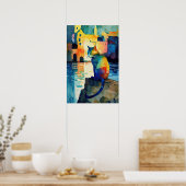 Quayside Cat：水ときらめくカラー鮮やか ポスター (キッチン)