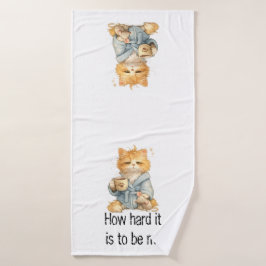 Que Dificil Ser Yo Funny Tired Cat 3-Piece Towel S バスタオルセット