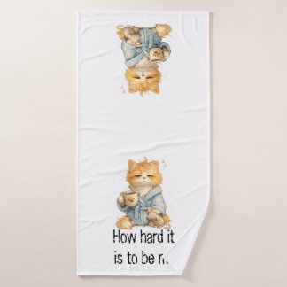 Que Dificil Ser Yo Funny Tired Cat 3-Piece Towel S バスタオルセット