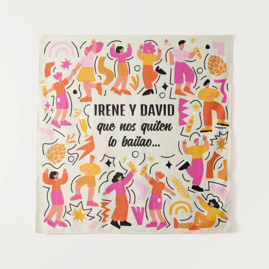 Que nos quiten lo bailao Boda Festival Rosa Naranj タペストリー (正面)