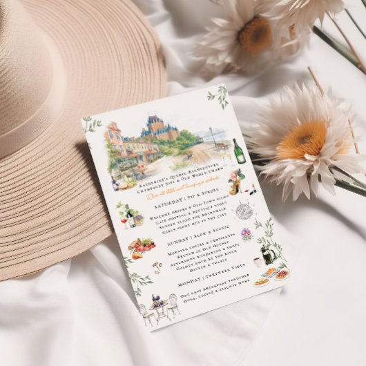 Quebec City Canada Bachelorette Itinerary 招待状