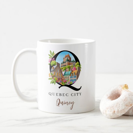 Quebec City Monogram Letter Q Personalized Gift コーヒーマグカップ (ドーナツ)