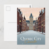 Quebec City Winter Street View ポストカード (正面/裏面)