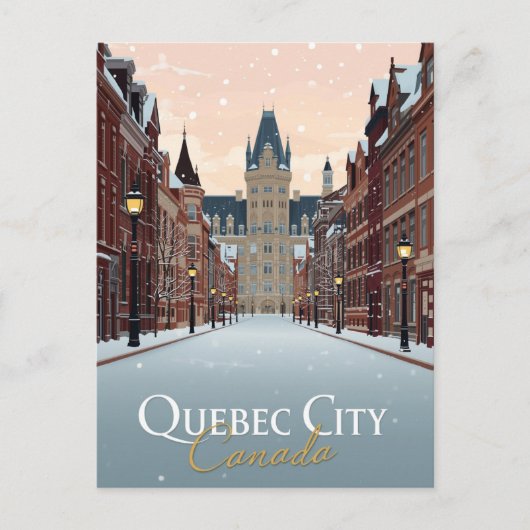 Quebec City Winter Street View ポストカード (正面)