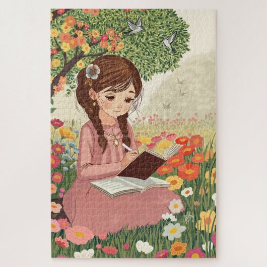 Quebra-Cabeça Menina no Jardim ジグソーパズル (縦)