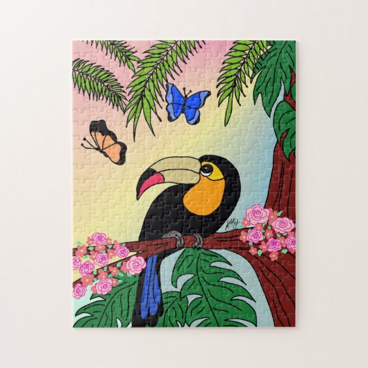 Quebra-Cabeça Tucano e borboletas ジグソーパズル (縦)