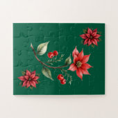 Quebra Cabeças Natal verde e Flores Vermelhas ジグソーパズル (横)