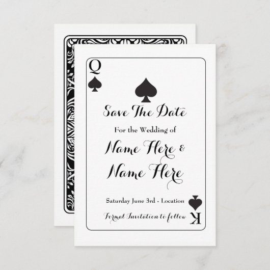Queen Ace Spades Wedding日付王の招待を救って下さい セーブザデート (正面/裏面)