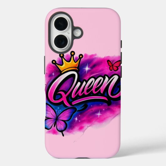 Queen Airbrush Graffiti Crown & Butterfly  Case-Mate iPhoneケース (裏面)