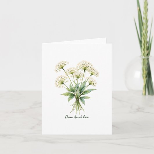 Queen Anne's Lace Floral Blank Note Card ノートカード (正面)