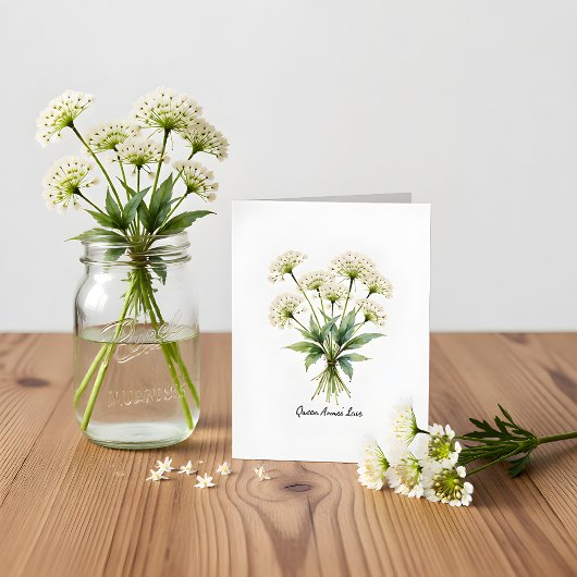 Queen Anne's Lace Floral Blank Note Card ノートカード