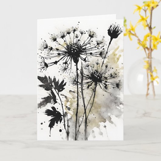 Queen Anne's Lace - Watercolor flowers カード (黄色い花)