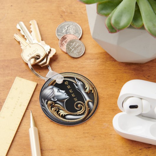 Queen Art's Metal Circle Keychain - エレガント, Light キーホルダー (デスク)