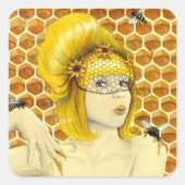 Queen Beeステッカー – 超現実的なファンタジーアート スクエアシール (正面)