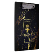 QUEEN BEEパーソナライズされた金ゴールドブラック大理石クリップボード クリップボード (右)